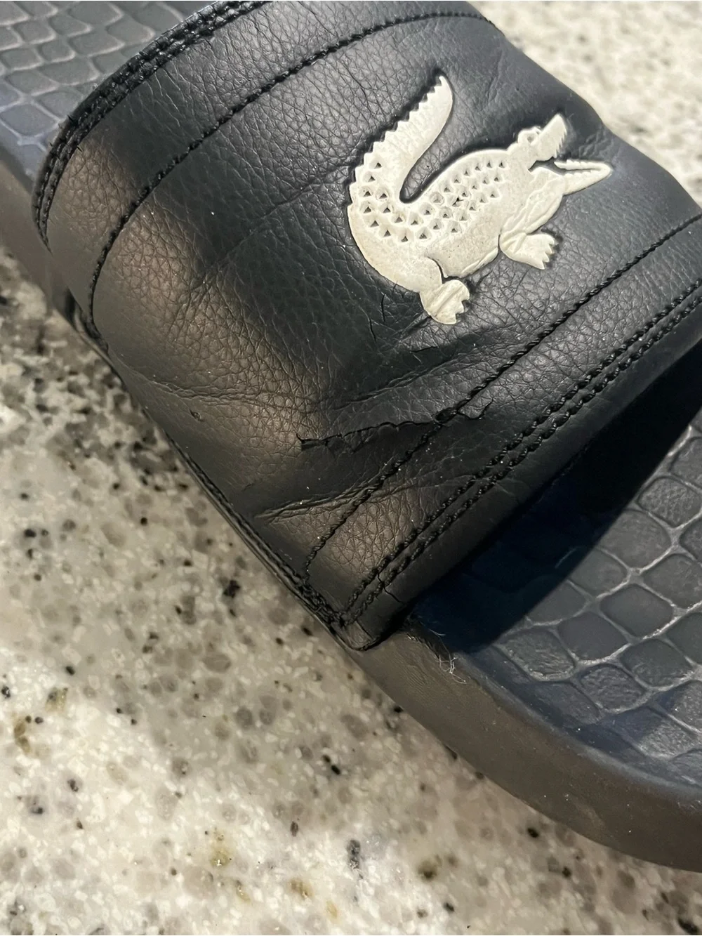 Lacoste Men's Size 13 Croco 1.0 Slide Black White